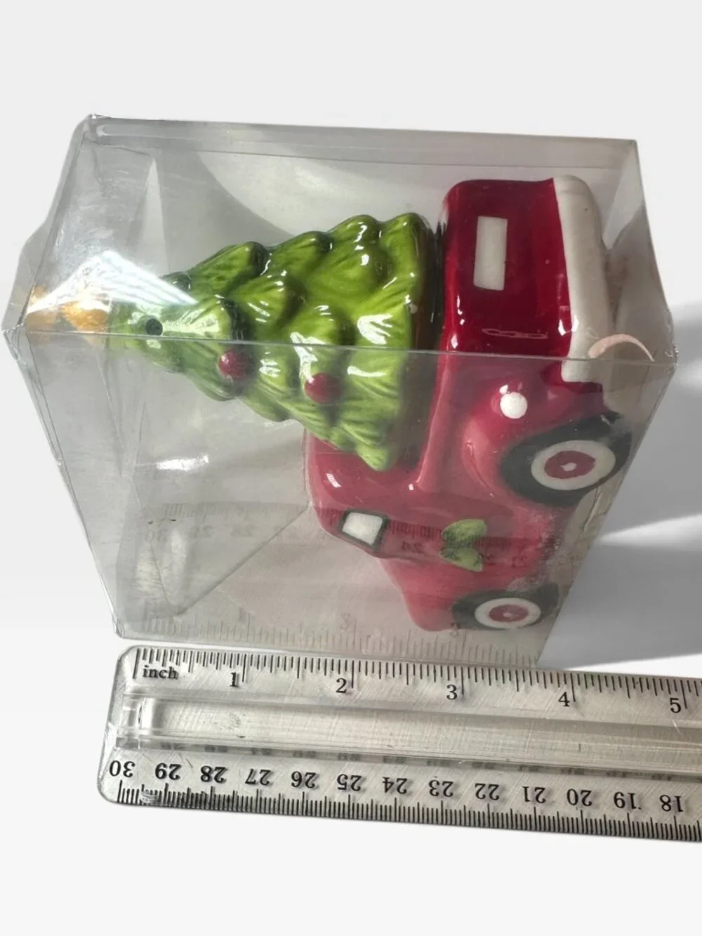 Sleigh Bell Bistro Red Truck & Christmas Tree Ceramic Salt & Pepper Shakers Hand